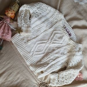 Juicy Couture white cable- knit sweater